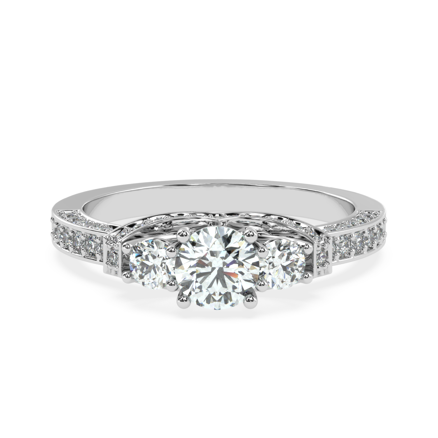 Buy 1.04Ct Three-stone Natural Diamond Ring | SolitaireKart